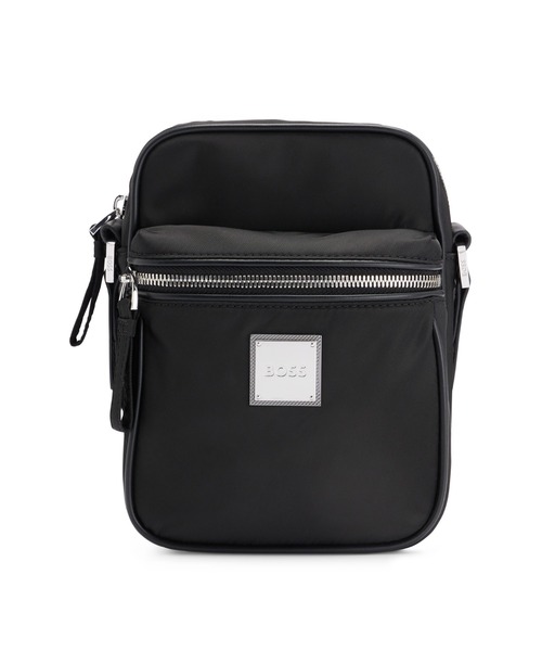 BOSS レザー レポーターバッグ メタリックレタリングロゴ BOSS レザー レポーターバッグ メタリックレタリングロゴ (Hugo