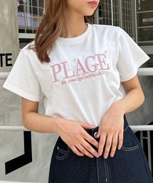 パール付ふくれ刺しゅうロゴTシャツ