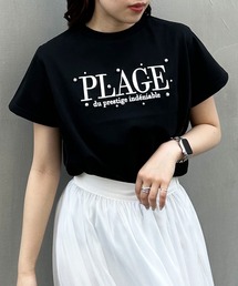 パール付ふくれ刺しゅうロゴTシャツ