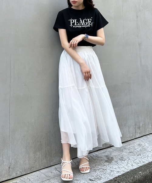 INGNI（イング）の「パール付ふくれ刺しゅうロゴTシャツ（T
