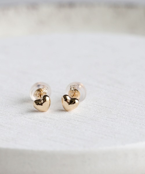 K10 YG/PG ハート スタッドピアス［queite］（ピアス（両耳用））｜queite（ケイト） 6,582円