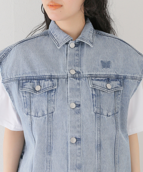 ANNA SUI NYC（アナ スイ エヌ ワイ シー）の「【ANNA SUI NYC/ アナスイエヌワイシー】デニムベスト（デニムジャケット・レディース・ブラック/サックスブルー・MEDIUM/LARGE）」の22枚目の写真