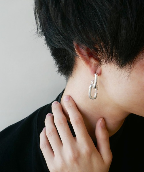e.m. シルバー ボリューム　ピアス片耳用 ボリュームチェーンピアス（ピアス（片耳用））｜e.m.（イーエム）の