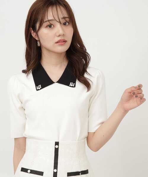 PROPORTION BODY DRESSING（プロポーションボディドレッシング）の「ビジューカラーニット / 1213270800（ニット/セーター・レディース・ホワイト系その他/ブラック/ベージュ・SMALL/MEDIUM）」の5枚目の写真