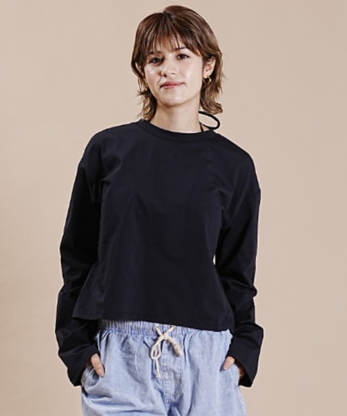 Ocean Pacific（オーシャンパシフィック）の「【ムラサキスポーツ別注】OP/オーピー  ルーズシルエット/無地ロンT/ロングスリーブTEE/長袖ラッシュガード  523459（ラッシュガード・レディース・ホワイト/ベージュ/ブラック・L/M）」の2枚目の写真