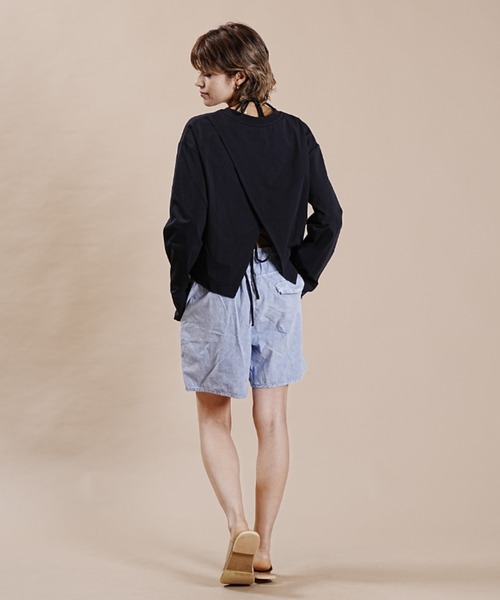 Ocean Pacific（オーシャンパシフィック）の「【ムラサキスポーツ別注】OP/オーピー  ルーズシルエット/無地ロンT/ロングスリーブTEE/長袖ラッシュガード  523459（ラッシュガード・レディース・ホワイト/ベージュ/ブラック・L/M）」の14枚目の写真