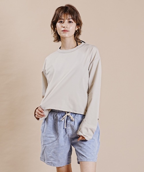 Ocean Pacific（オーシャンパシフィック）の「【ムラサキスポーツ別注】OP/オーピー  ルーズシルエット/無地ロンT/ロングスリーブTEE/長袖ラッシュガード  523459（ラッシュガード・レディース・ホワイト/ベージュ/ブラック・L/M）」の13枚目の写真