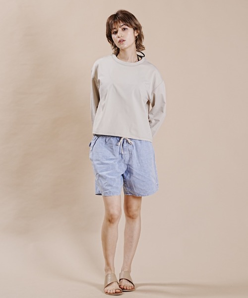 Ocean Pacific（オーシャンパシフィック）の「【ムラサキスポーツ別注】OP/オーピー  ルーズシルエット/無地ロンT/ロングスリーブTEE/長袖ラッシュガード  523459（ラッシュガード・レディース・ホワイト/ベージュ/ブラック・L/M）」の10枚目の写真