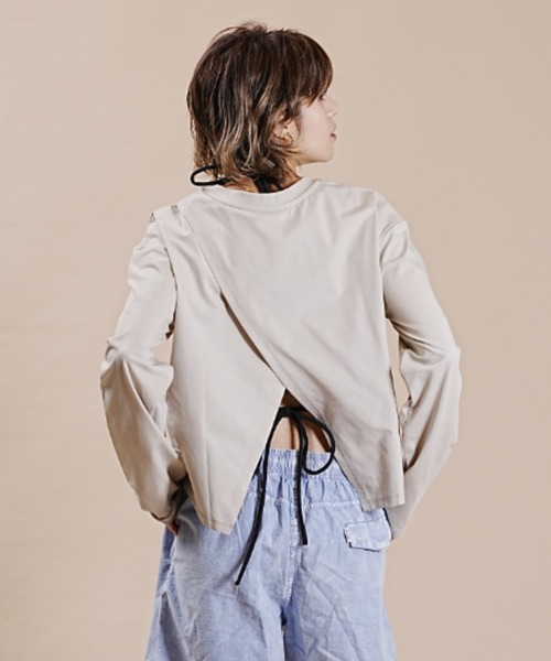 Ocean Pacific（オーシャンパシフィック）の「【ムラサキスポーツ別注】OP/オーピー  ルーズシルエット/無地ロンT/ロングスリーブTEE/長袖ラッシュガード  523459（ラッシュガード・レディース・ホワイト/ベージュ/ブラック・L/M）」の11枚目の写真