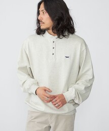 *【SHIPS別注】PENNEYS: FOX ロゴ ワッペン スナップ ヘンリーネック スウェット