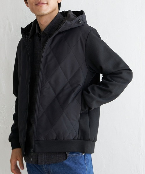 ikka(イッカ)の「sorona(R)コンビ中綿パーカー(ブルゾン・メンズ・ベージュ/ブラック/ネイビー・S/XL/L/M)」の2枚目の写真
