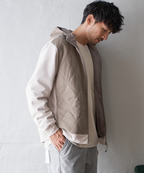 ikka(イッカ)の「sorona(R)コンビ中綿パーカー(ブルゾン・メンズ・ベージュ/ブラック/ネイビー・S/XL/L/M)」の4枚目の写真