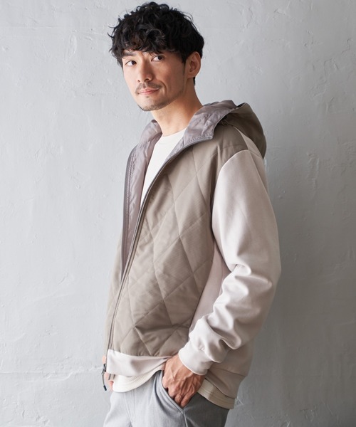 ikka(イッカ)の「sorona(R)コンビ中綿パーカー(ブルゾン・メンズ・ベージュ/ブラック/ネイビー・S/XL/L/M)」の5枚目の写真