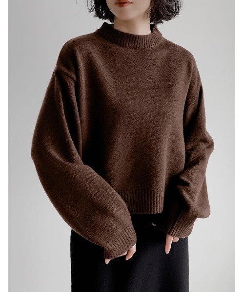 Re:EDIT（リエディ）の「[累計販売枚数1.1万枚突破！]アルパカタッチクロップド丈ニットプルオーバー（ニット/セーター・レディース・ブラック/オレンジ/グレー/ブルー/ホワイト/グリーン/サックスブルー/イエロー系/ベージュ系その他/レッド/ブラウン/ピンク/イエロー・LARGE/MEDIUM）」の4枚目の写真