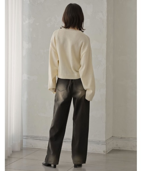 Re:EDIT（リエディ）の「[累計販売枚数1.1万枚突破！]アルパカタッチクロップド丈ニットプルオーバー（ニット/セーター・レディース・ブラック/オレンジ/グレー/ブルー/ホワイト/グリーン/サックスブルー/イエロー系/ベージュ系その他/レッド/ブラウン/ピンク/イエロー・LARGE/MEDIUM）」の18枚目の写真