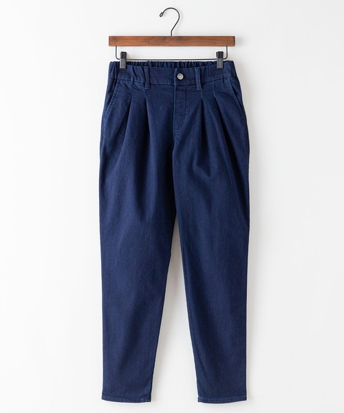 JEANS MATE(ジーンズメイト)の「【RAKUNUKU+/楽温プラス】楽温ジップ プレスパンツ 裏起毛 吸湿発熱 撥水 テーパードシルエット(その他パンツ・レディース・ダークブルー/ブルー/カーキ/アイボリー/ブラック・SMALL/MEDIUM)」の2枚目の写真