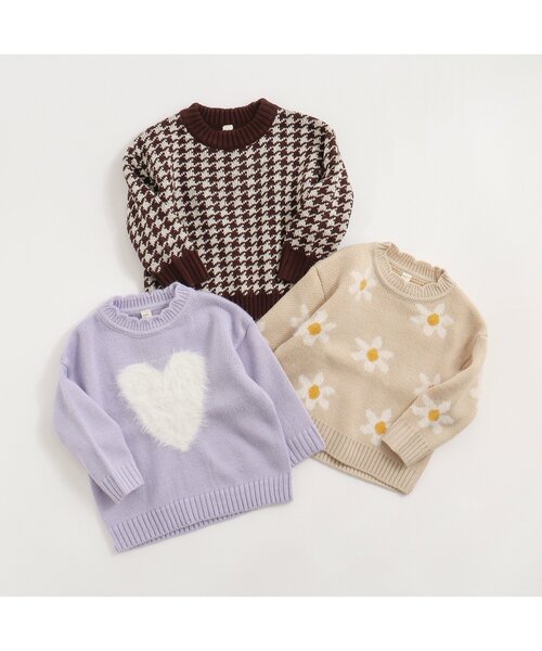 apres les cours（アプレレクール）の「【マシンウォッシャブル】3柄バラエティニット（ニット/セーター・キッズ・ラベンダー/ベージュ/チェック・140/120/90/100）」の6枚目の写真