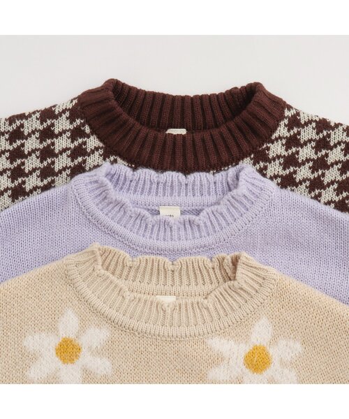 apres les cours（アプレレクール）の「【マシンウォッシャブル】3柄バラエティニット（ニット/セーター・キッズ・ラベンダー/ベージュ/チェック・140/120/90/100）」の7枚目の写真