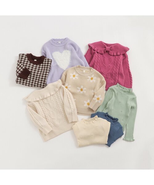 apres les cours（アプレレクール）の「【マシンウォッシャブル】3柄バラエティニット（ニット/セーター・キッズ・ラベンダー/ベージュ/チェック・140/120/90/100）」の8枚目の写真