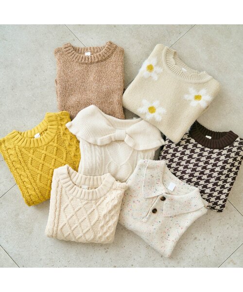 apres les cours（アプレレクール）の「【マシンウォッシャブル】3柄バラエティニット（ニット/セーター・キッズ・ラベンダー/ベージュ/チェック・140/120/90/100）」の9枚目の写真