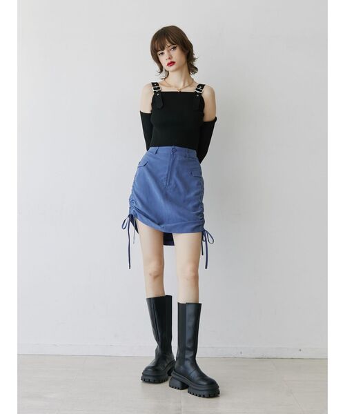 jouetie(ジュエティ)の「サイドギャザースカート(スカート・レディース・ブルー/ブラック/カーキ・MEDIUM)」の4枚目の写真