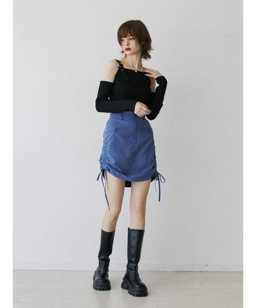 jouetie(ジュエティ)の「サイドギャザースカート(スカート・レディース・ブルー/ブラック/カーキ・MEDIUM)」の8枚目の写真