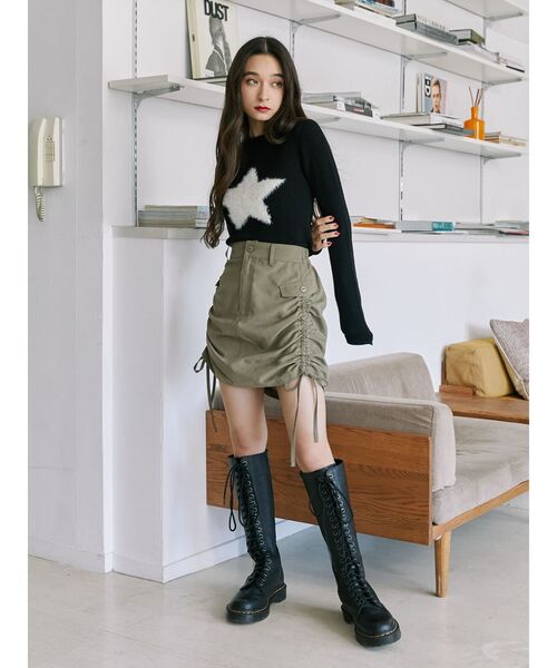 jouetie(ジュエティ)の「サイドギャザースカート(スカート・レディース・ブルー/ブラック/カーキ・MEDIUM)」の9枚目の写真