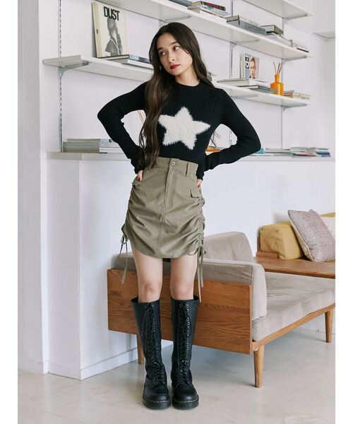 jouetie(ジュエティ)の「サイドギャザースカート(スカート・レディース・ブルー/ブラック/カーキ・MEDIUM)」の10枚目の写真