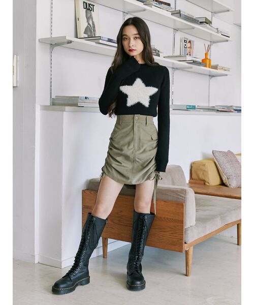 jouetie(ジュエティ)の「サイドギャザースカート(スカート・レディース・ブルー/ブラック/カーキ・MEDIUM)」の11枚目の写真