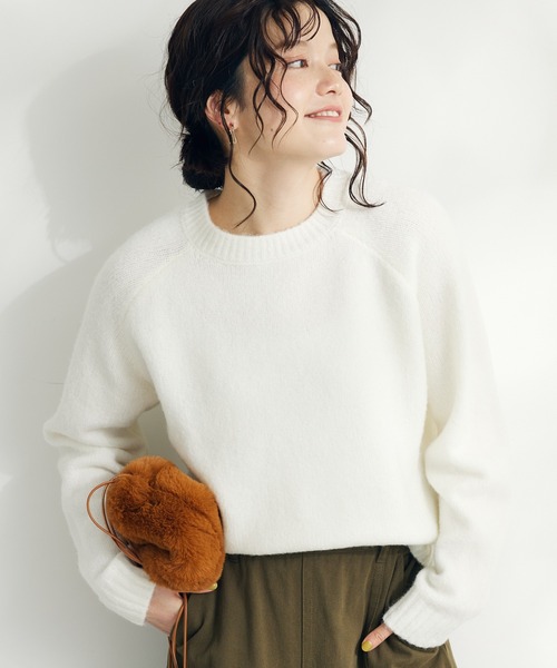 CRAFT STANDARD BOUTIQUE（クラフトスタンダードブティック）の「シンプルニットプルオーバー（ニット/セーター・レディース・アイボリー/ブルーグリーン/ベージュ/オレンジ/チャコールグレー・FREE）」の2枚目の写真