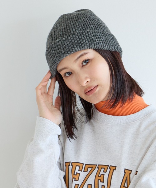 LOWRYS FARM（ローリーズファーム）の「オリカエシニットワッチ  991925（ニットキャップ/ビーニー・レディース・ブラック/チャコールグレー/パープル・FREE）」の7枚目の写真