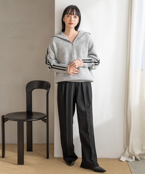 LOWRYS FARM(ローリーズファーム)の「ハイジップニットプルオーバーLS 989917(ワンピース・レディース・アイボリー/グレー/チャコールグレー・LONG/SHORT)」の6枚目の写真