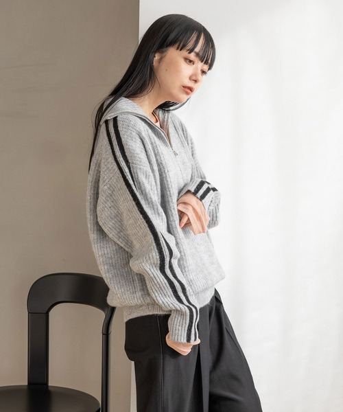 LOWRYS FARM(ローリーズファーム)の「ハイジップニットプルオーバーLS 989917(ワンピース・レディース・アイボリー/グレー/チャコールグレー・LONG/SHORT)」の8枚目の写真