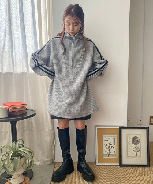 LOWRYS FARM(ローリーズファーム)の「ハイジップニットプルオーバーLS 989917(ワンピース・レディース・アイボリー/グレー/チャコールグレー・LONG/SHORT)」の17枚目の写真