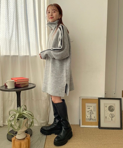 LOWRYS FARM(ローリーズファーム)の「ハイジップニットプルオーバーLS 989917(ワンピース・レディース・アイボリー/グレー/チャコールグレー・LONG/SHORT)」の19枚目の写真