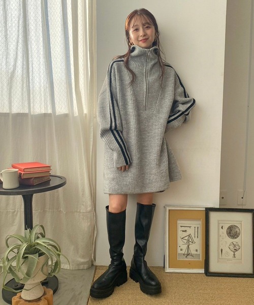 LOWRYS FARM(ローリーズファーム)の「ハイジップニットプルオーバーLS 989917(ワンピース・レディース・アイボリー/グレー/チャコールグレー・LONG/SHORT)」の21枚目の写真