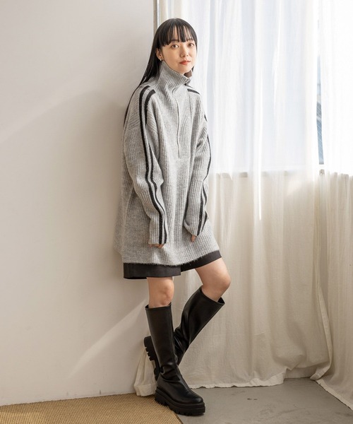LOWRYS FARM(ローリーズファーム)の「ハイジップニットプルオーバーLS 989917(ワンピース・レディース・アイボリー/グレー/チャコールグレー・LONG/SHORT)」の11枚目の写真