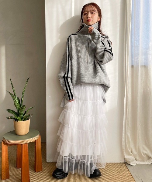 LOWRYS FARM(ローリーズファーム)の「ハイジップニットプルオーバーLS 989917(ワンピース・レディース・アイボリー/グレー/チャコールグレー・LONG/SHORT)」の14枚目の写真