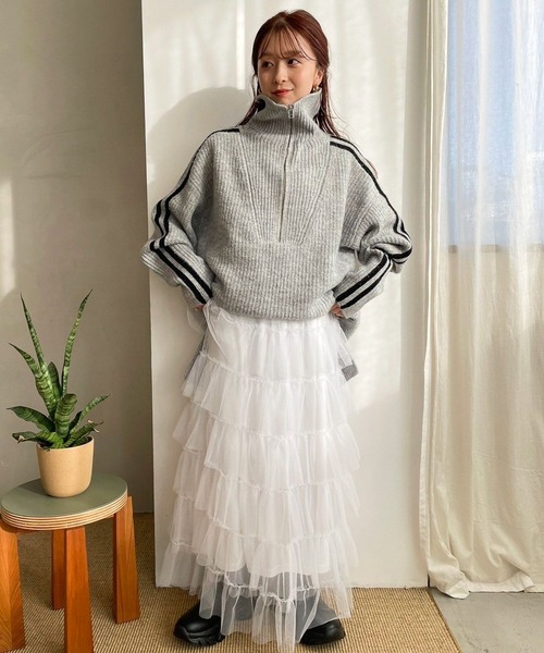 LOWRYS FARM(ローリーズファーム)の「ハイジップニットプルオーバーLS 989917(ワンピース・レディース・アイボリー/グレー/チャコールグレー・LONG/SHORT)」の15枚目の写真