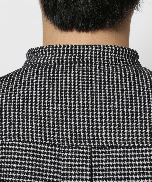 未使用　grin モノトーンチェック　ウールオーバーワイドシャツ　バンドカラー 未使用 grin モノトーンチェック ウールオーバーワイドシャツ バンド