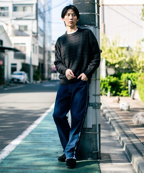 En serio TOKYO（エンソリオトーキョー）の「ツイード編み クルーネックニット（ニット/セーター・メンズ・ベージュ/ブルー/ブラック/グリーン/ブラウン・L/M）」の16枚目の写真