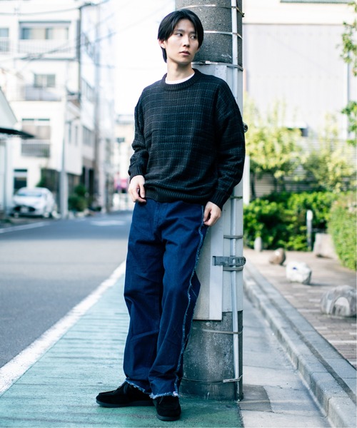 En serio TOKYO（エンソリオトーキョー）の「ツイード編み クルーネックニット（ニット/セーター・メンズ・ベージュ/ブルー/ブラック/グリーン/ブラウン・L/M）」の8枚目の写真