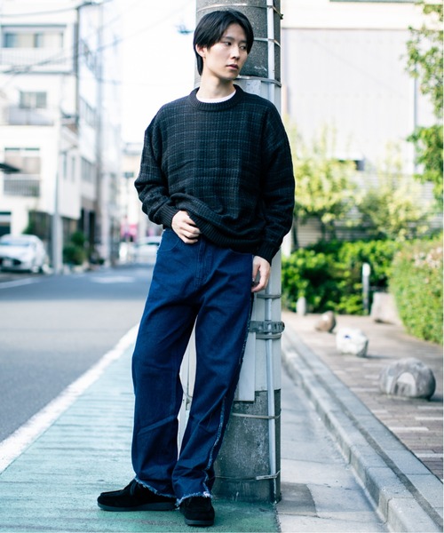 En serio TOKYO（エンソリオトーキョー）の「ツイード編み クルーネックニット（ニット/セーター・メンズ・ベージュ/ブルー/ブラック/グリーン/ブラウン・L/M）」の9枚目の写真