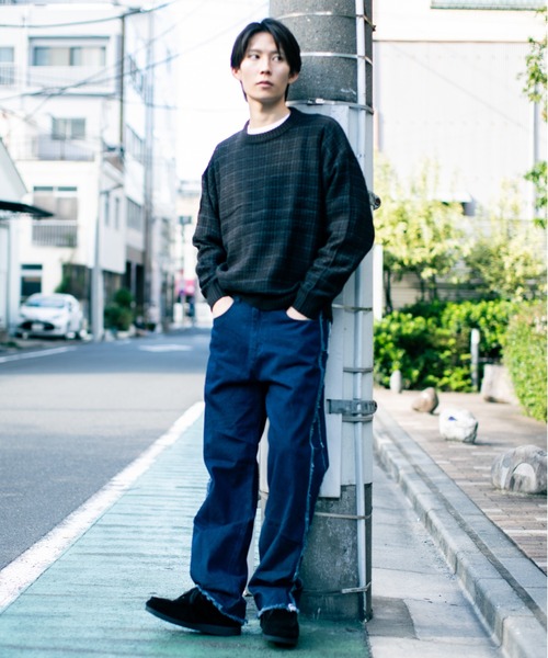 En serio TOKYO（エンソリオトーキョー）の「ツイード編み クルーネックニット（ニット/セーター・メンズ・ベージュ/ブルー/ブラック/グリーン/ブラウン・L/M）」の10枚目の写真