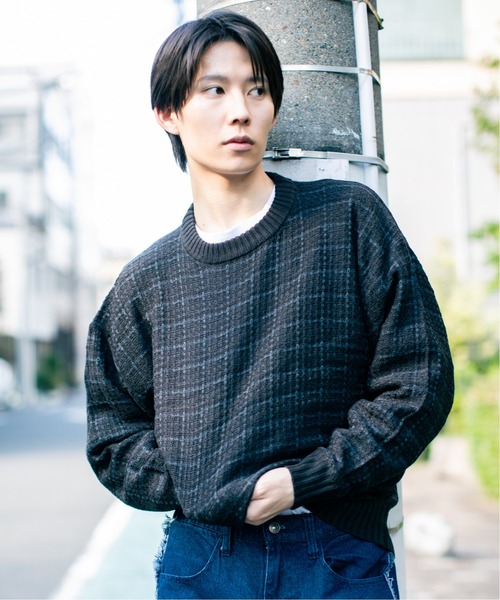 En serio TOKYO（エンソリオトーキョー）の「ツイード編み クルーネックニット（ニット/セーター・メンズ・ベージュ/ブルー/ブラック/グリーン/ブラウン・L/M）」の7枚目の写真