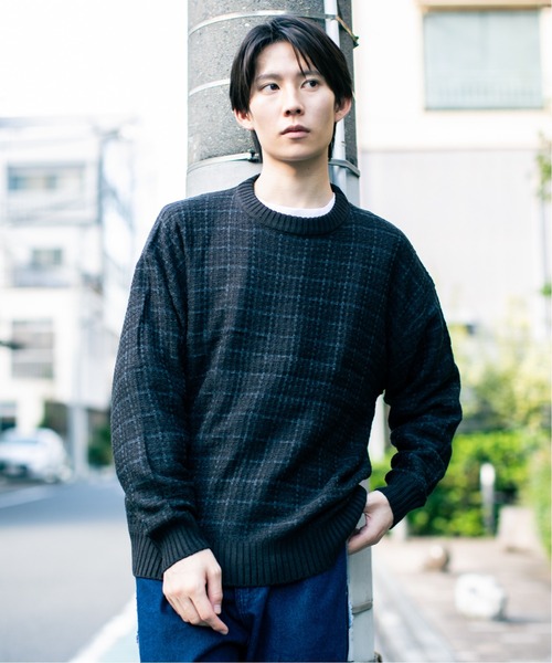 En serio TOKYO（エンソリオトーキョー）の「ツイード編み クルーネックニット（ニット/セーター・メンズ・ベージュ/ブルー/ブラック/グリーン/ブラウン・L/M）」の18枚目の写真