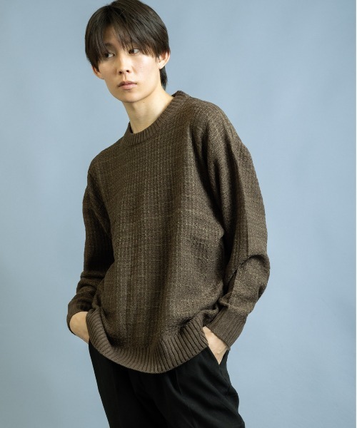 En serio TOKYO（エンソリオトーキョー）の「ツイード編み クルーネックニット（ニット/セーター・メンズ・ベージュ/ブルー/ブラック/グリーン/ブラウン・L/M）」の20枚目の写真