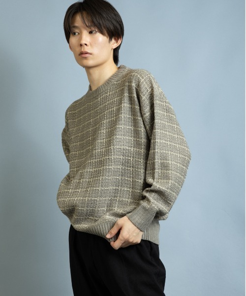 En serio TOKYO（エンソリオトーキョー）の「ツイード編み クルーネックニット（ニット/セーター・メンズ・ベージュ/ブルー/ブラック/グリーン/ブラウン・L/M）」の21枚目の写真
