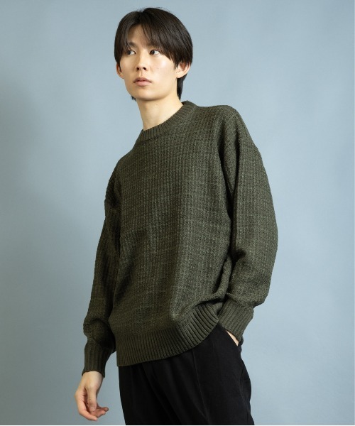 En serio TOKYO（エンソリオトーキョー）の「ツイード編み クルーネックニット（ニット/セーター・メンズ・ベージュ/ブルー/ブラック/グリーン/ブラウン・L/M）」の22枚目の写真