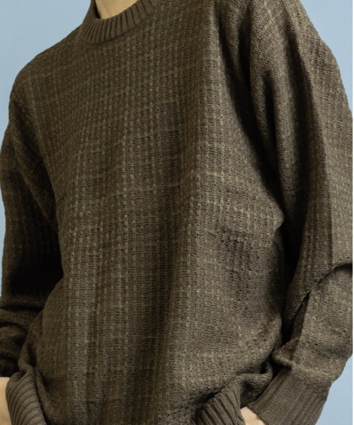 En serio TOKYO（エンソリオトーキョー）の「ツイード編み クルーネックニット（ニット/セーター・メンズ・ベージュ/ブルー/ブラック/グリーン/ブラウン・L/M）」の11枚目の写真